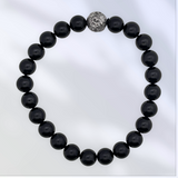 Pulsera Turmalina negra con plata de ley